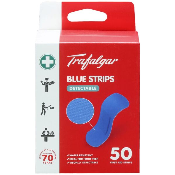 Blue Detectable Plastic Strips - Box of 50 ( 6 Packs )