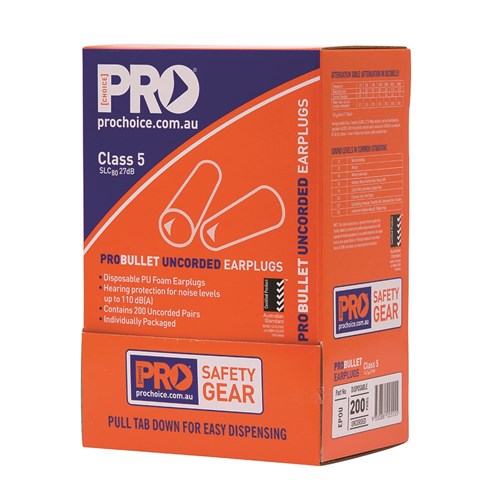 ProBullet Disposable Uncorded Earplugs EPOU Box of 200 Pairs