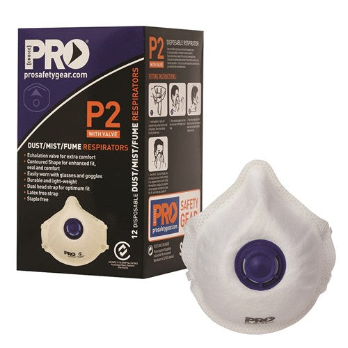 Dust Masks P2 Respirator with Valve PC321 Box of 12