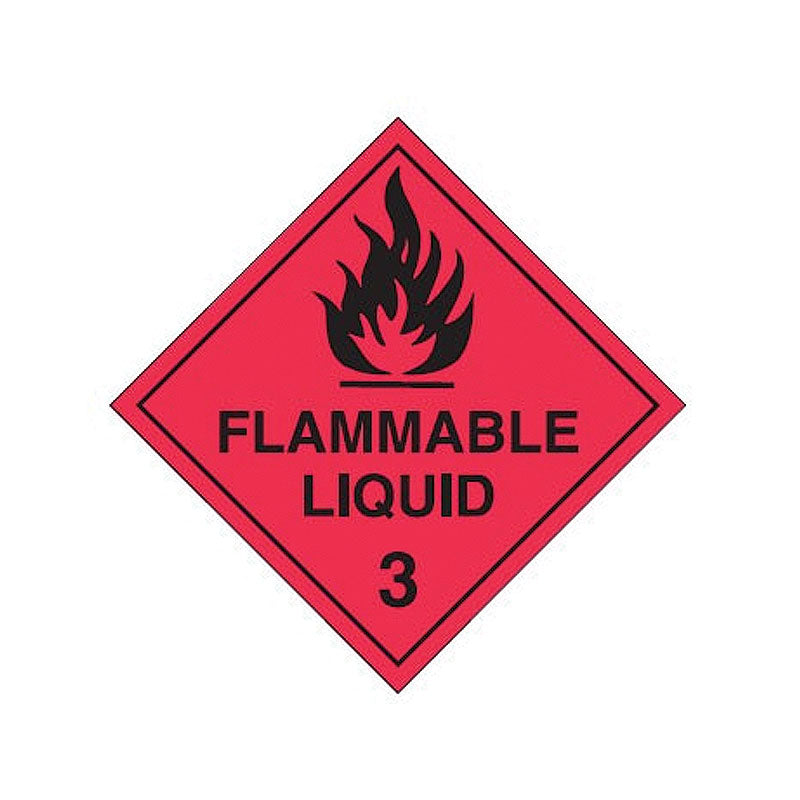 Flammable Liquid 3 Labels 270mm Metal Black