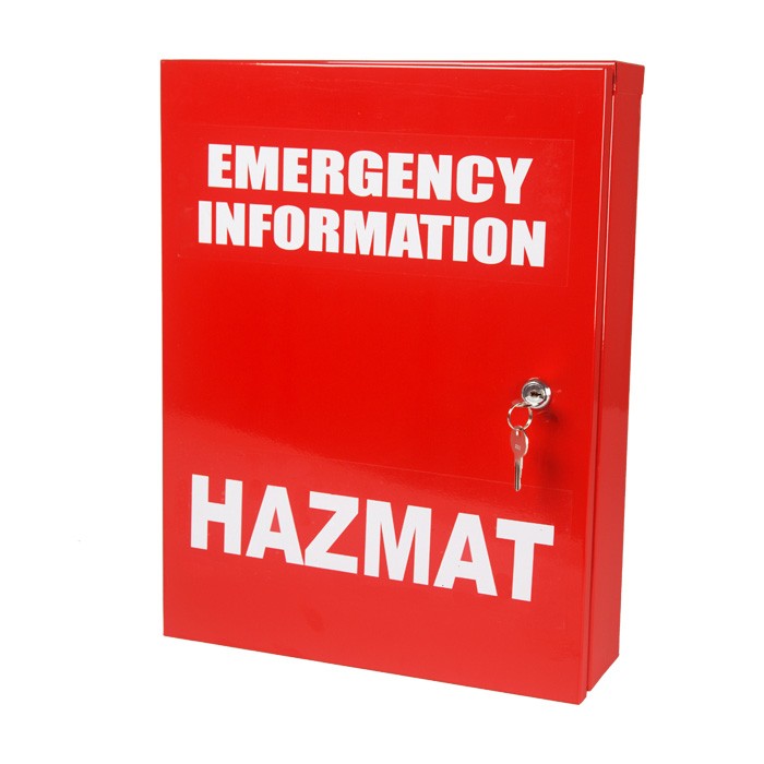 Cabinet Emergency Info Hazmat Red Small