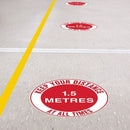 Floor & Carpet Marking Sign - Keep Your Distance At All Times 1.5 Metres