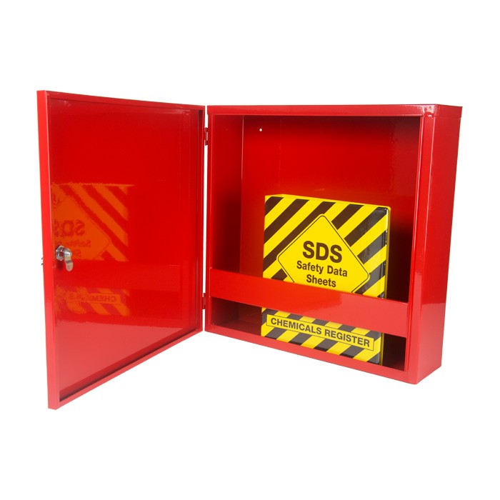 Cabinet Emergency Info Hazmat Red Large