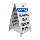 Double Sided Legend Economy Floor Stand - 'Sanitise Hands Prior To Entry' / 'All Visitors Must Register At Office'