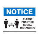 Notice Sign With Picto - Please Practice Social Distancing